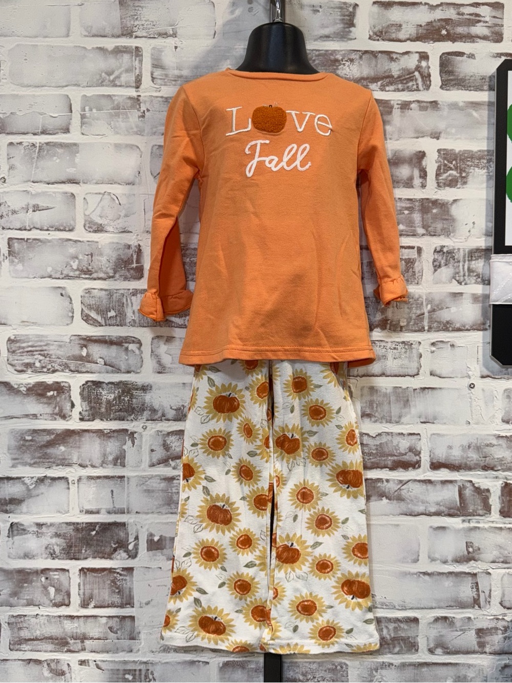 chick pea Orange "Love Fall" outfit Set with Sunflower pumpkin Pants